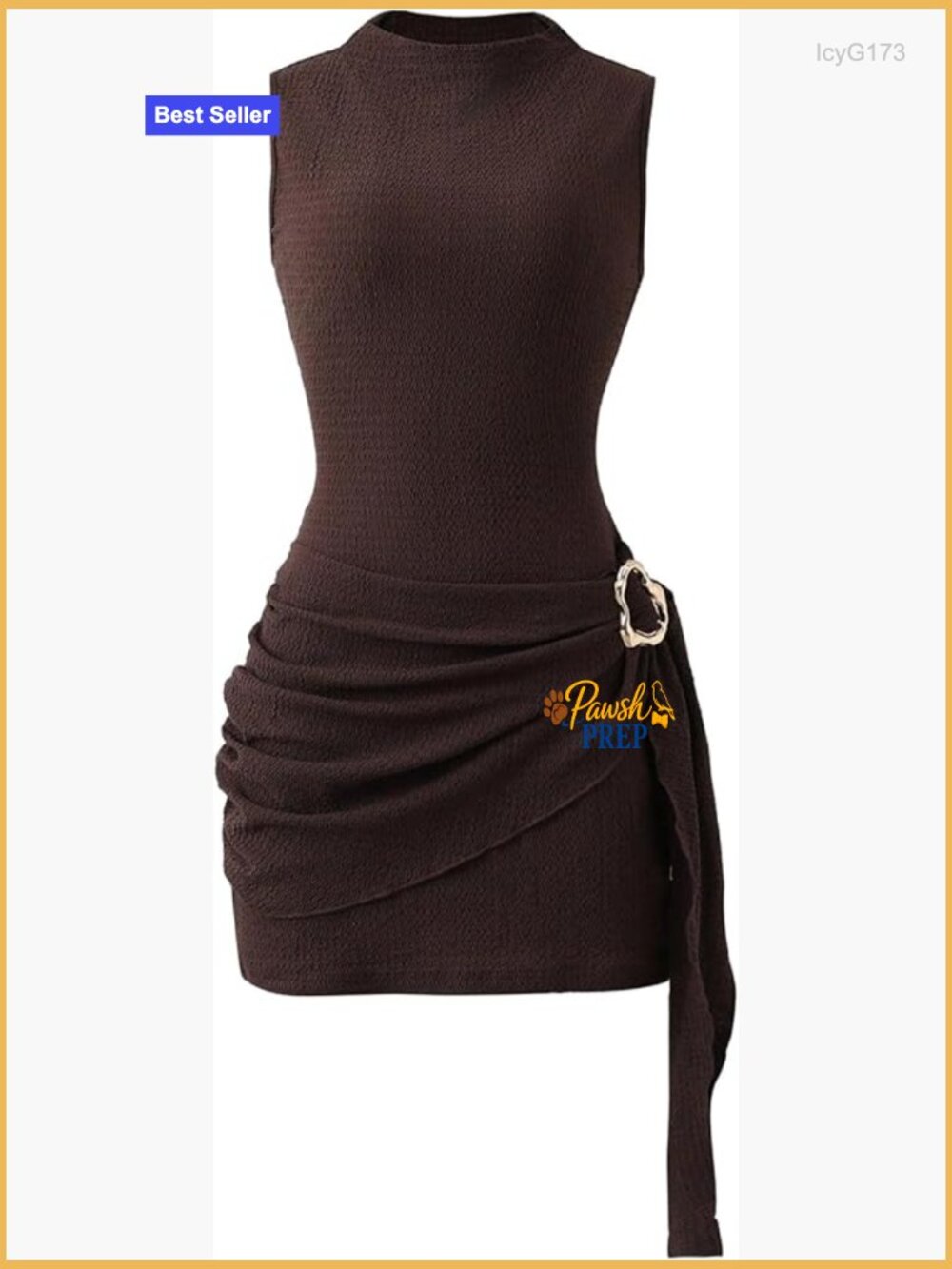Mock Neck Sleeveless Ruched Bodycon Mini Dress